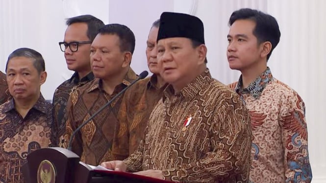 Presiden Prabowo Subianto Umumkan Menteri dan Wakil Menteri Kabinet Merah Putih