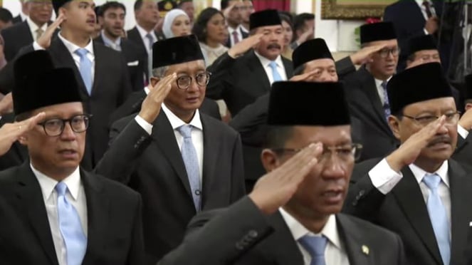 Upacara pelantikan Menteri Kabinet Merah Putih Prabowo