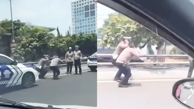 Dua Polisi Dihukum Lompat Jongkok oleh Komandan di Pinggir Tol Jakbar