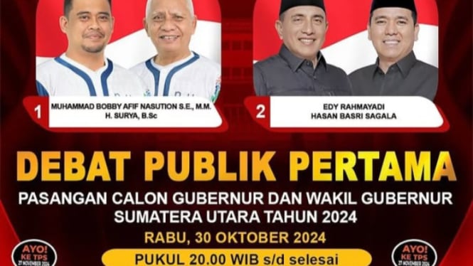 Paslon Gubernur dan Wakil Gubernur Sumut, Bobby Nasution-Surya dan Edy Rahmayadi-Hasan Basri Sagala.(instagram KPU Sumut)