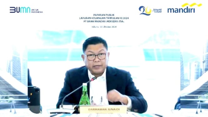 [dok. Direktur Utama Bank Mandiri, Darmawan Junaidi, dalam telekonferensi pers paparan kinerja Bank Mandiri kuartal III-2024, Rabu, 30 Oktober 2024]