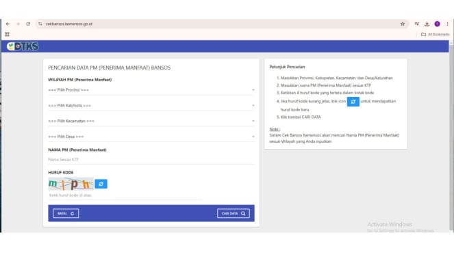 Cara cek penerima bansos dari Kemensos