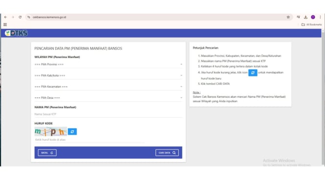 Cara cek penerima bansos dari Kemensos