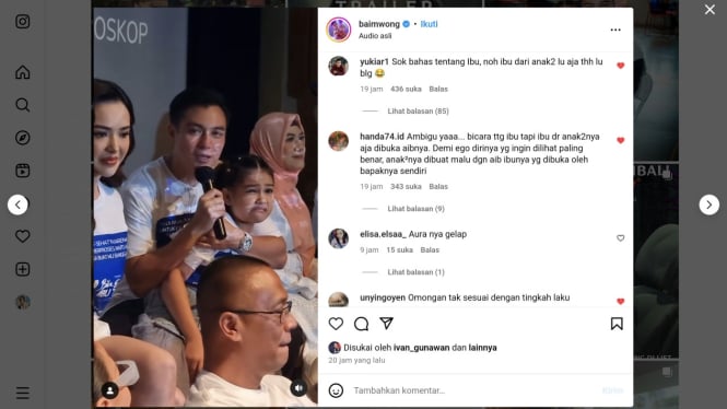 Unggahan Instagram Baim Wong