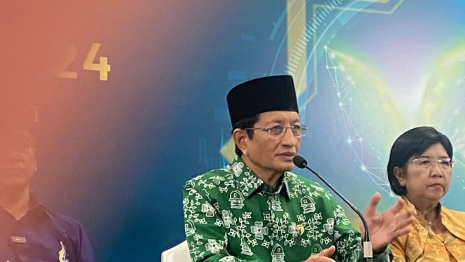 Menteri Agama Nasaruddin Umar saat Konpres usai Acara Konferensi dan Pertemuan Tahunan World Zakat and Waqf Forum (WZWF), Jumat 1 November 2024 (Doc: Natania Longdong)