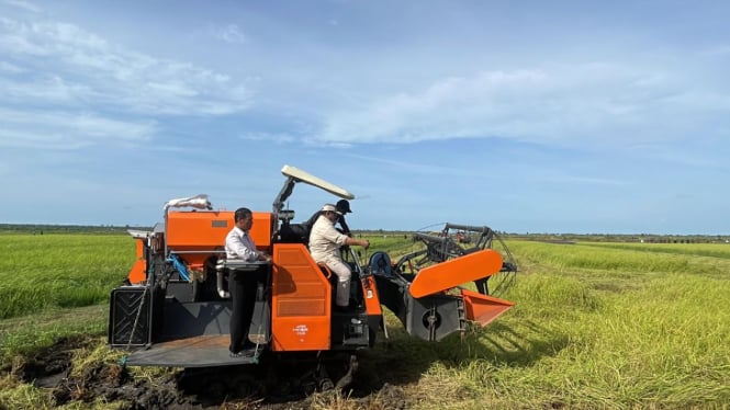 Momen Prabowo Jajal Traktor Lumbung Pangan Nasional di Merauke