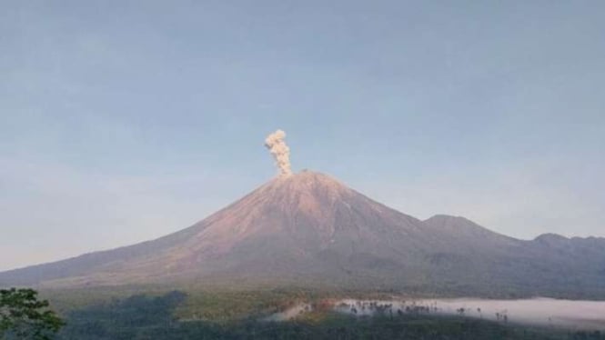 Gunung Semeru di Jawa Timur erupsi dengan letusan setinggi 1 km di atas puncak pada Kamis pagi, 7 November 2024.