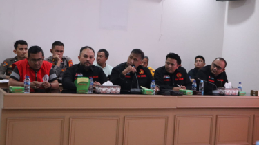 Reunión de coordinación de seguridad para el tercer debate público sobre las elecciones para gobernador de Sumatra del Norte en la policía de Medan (muelle de la policía de Sumatra del Norte).