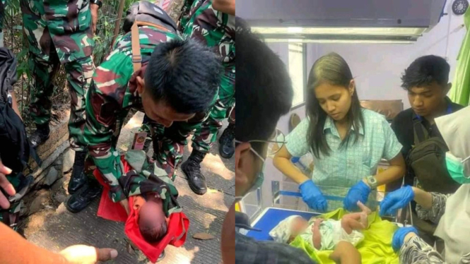 Heboh! Prajurit Kostrad Menemukan Bayi Baru Lahir dalam Got, Kondisinya Mengerikan
