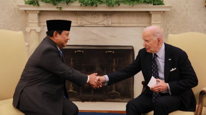 El presidente indonesio, Prabowo Subianto, se reúne con el presidente estadounidense, Joe Biden, en la Casa Blanca, Pensilvania, Washington, EE. UU. (Fuente: Prabowo Media Team)