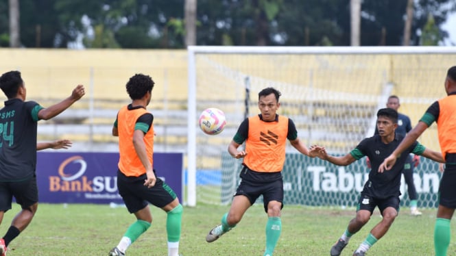 PSMS Medan saat melakoni sesi latihan jelang menghadapi Persikota Tangerang.(dok PSMS)