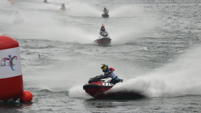 Hari ketiga, Aquabike Jetski World Championship 2024, berlangsung di Pantai Bebas, Parapat, Simalungun.(dok Pemprov Sumut)