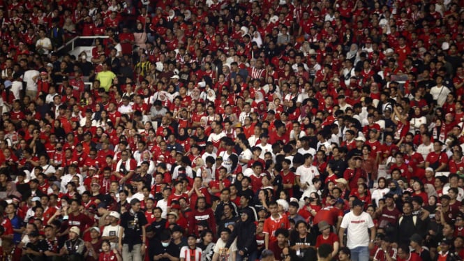 Suporter Indonesia di Laga Indonesia vs Jepang di Kualifikasi Piala Dunia