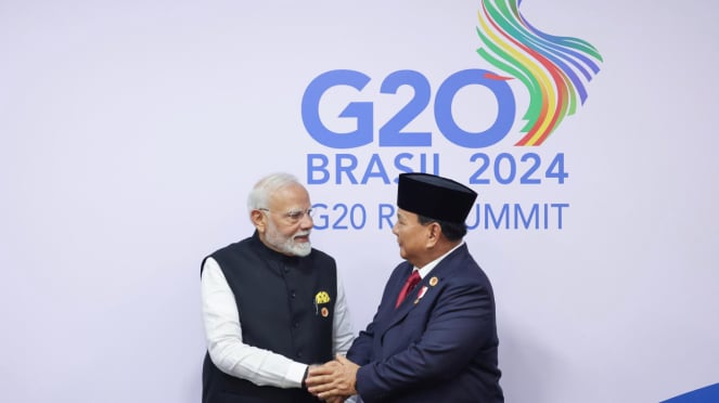 Reunión del presidente Prabowo con el primer ministro indio, Narendra Modi, al margen de la cumbre del G20 en Brasil