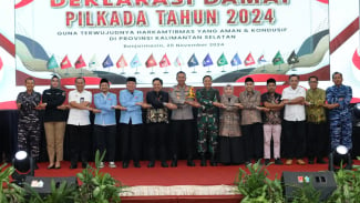 Polda Kalsel Gelar Deklarasi Pilkada Damai 2024, Hadir Cagub Acil Odah dan H Muhidin