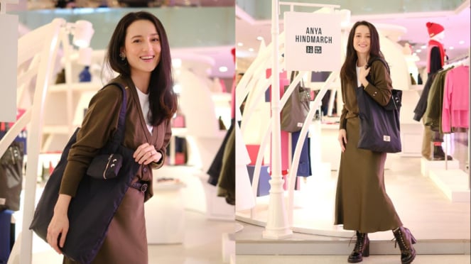 Julie Estelle menjadi model Uniqlo bekerja sama dengan Anya Hindmarch