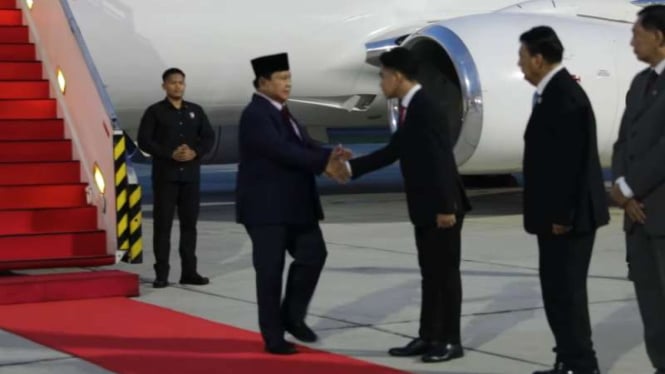 Presiden Prabowo Subianto tiba di Indonesia.