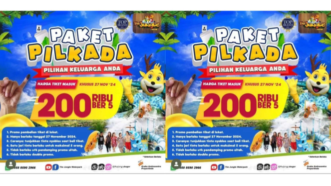 Jungle Waterpark Bogor Gelar Paket Pilkada Khusus Tanggal 27 November