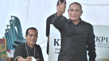 Calon Gubernur Sumut Edy Rahmayadi saat pemungutan suara TPS (BSPutra/VIVA).