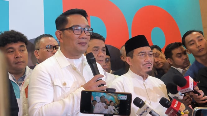 Cagub-cawagub Jakarta nomor urut 01, Ridwan Kamil-Suswono di Hotel Sultan, Jakarta Pusat, Rabu, 27 November 2024