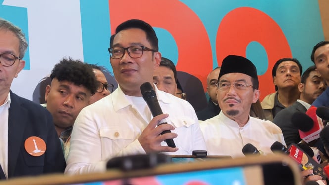 Cagub-cawagub Jakarta nomor urut 01, Ridwan Kamil (RK)-Suswono di Hotel Sultan, Jakarta Pusat, Rabu, 27 November 2024