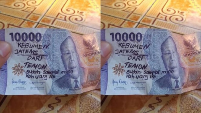 Uang rupiah dicoret