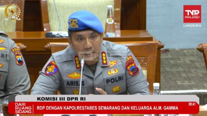 Kabid Propam Polda Jawa Tengah, Kombes Pol Aris Supriyono dalam RDP dengan Komisi III DPR, Selasa, 3 Desember 2024