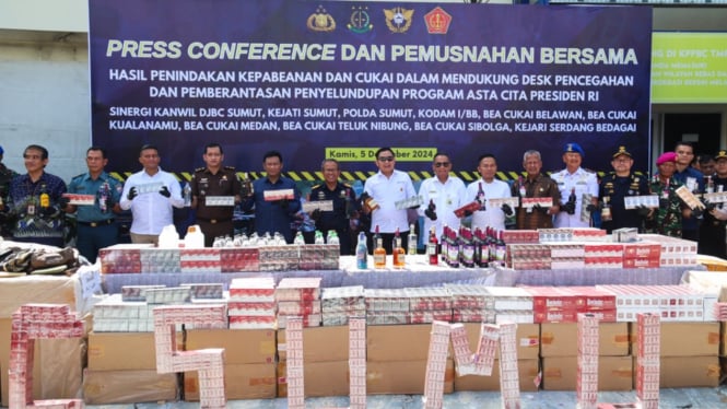 Kanwil Bea Cukai Sumatera Utara lakukan penindakan dan pemusnahan barang ilegal