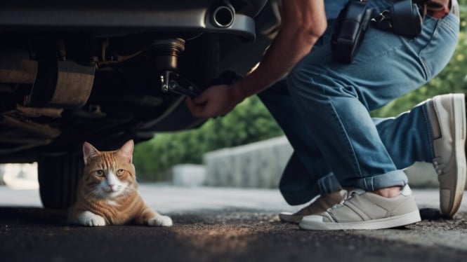 Alasan logis kucing suka di kolong mobil