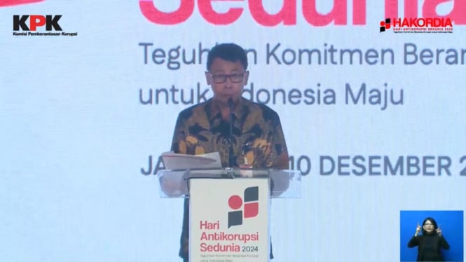 Ketua KPK Nawawi Pomolango di acara Hakordia 2024 yang digelar di gedung merah putih KPK