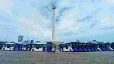 Transjakarta lanzó 200 autobuses electrónicos en Yakarta el martes 10 de diciembre de 2024.