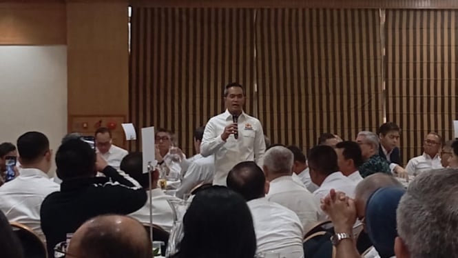 Ketua Kadin Anindya Bakrie di acara KED Breakfast, Menteng, Jakarta