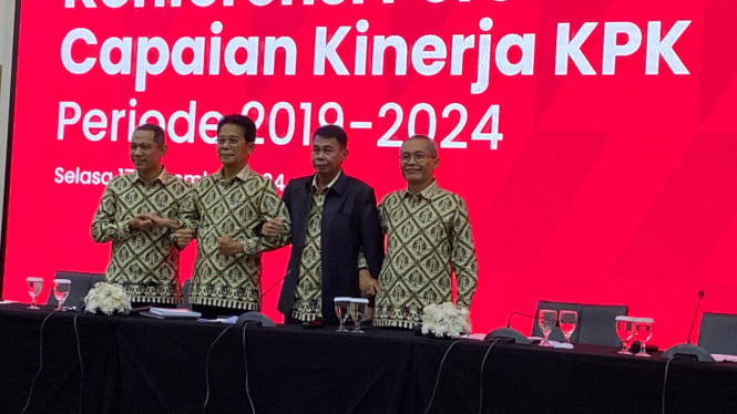 Pimpinan KPK Jilid V saat Gelar Konpers Akhir Jabatan