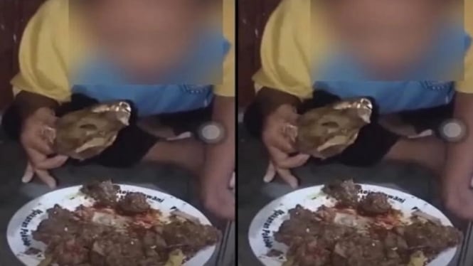 Viral bocah difabel dipaksa makan daging diduga musang