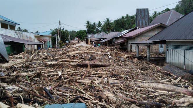 Banjir bandang terjang Kabupaten Tapsel.(dok BPBD Tapsel)