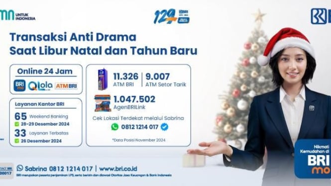 Manfaatkan layanan terbatas selama libur Natal dan Tahun Baru dengan BRI