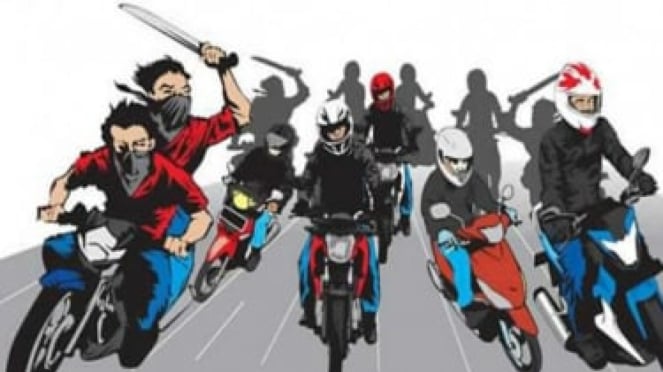 Imagen de pandillas en motocicleta. 