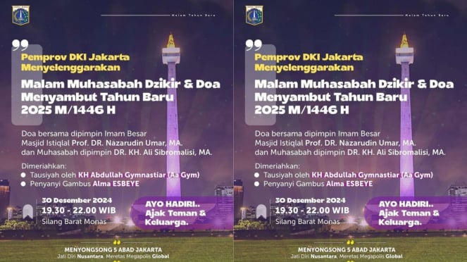 Pemprov DKI akan Gelar Malam Muhasabah Akhir Tahun 2024 di Monas