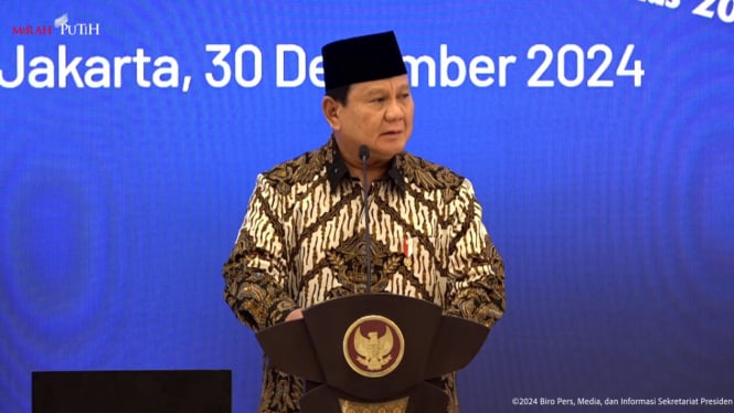 Presiden RI Prabowo Subianto saat menghadiri Musyawarah Perencanaan Pembangunan Nasional (Musrenbangnas) dalam rangka pelaksanaan RPJMN 2025-2029 di Gedung Bappenas, Jakarta Pusat, Senin, 30 Desember 2024.