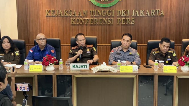 Kejati Jakarta menggelar rilis kasus dugaan korupsi di Dinas Kebudayaan DKI