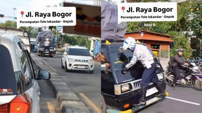 Heboh! Aksi Petugas Dishub Bergelantungan Dibawa Kabur oleh Sopir Mobil Pick-up