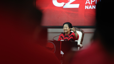 Pidato Politik Ketua Umum PDIP, Megawati Soekarnoputri saat HUT ke-52 PDIP, di Sekolah Partai, Lenteng Agung, Jakarta Selatan, Jumat, 10 Januari 2025.