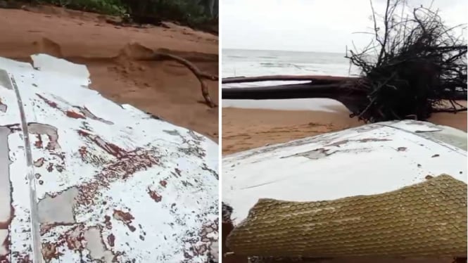 Benda diduga serpihan pesawat ditemukan di pantai Sambas