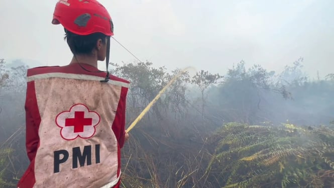 Relawan memadamkan kebakaran hutan dan lahan yang terjadi di wilayah Kabupaten Kubu Raya, Kalimantan Barat, beberapa waktu lalu. Karhutla di Kalbar 99 persen disebabkan oleh ulah manusia.