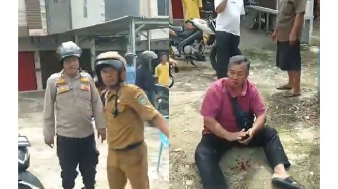 Perwira Polisi Tendang Pria Tua sampai Berlumuran Darah