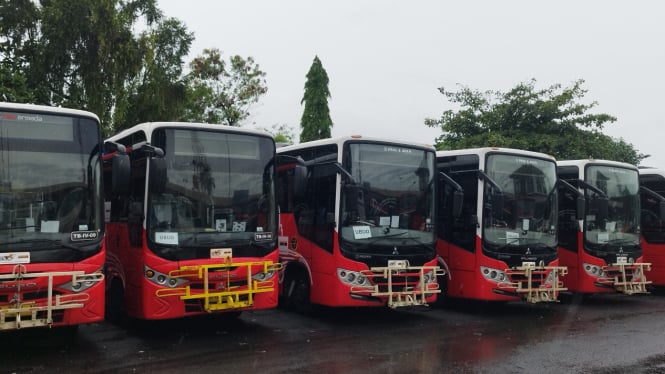 Bus Trans Metro Dewata yang berhenti beroperasi di Bali.