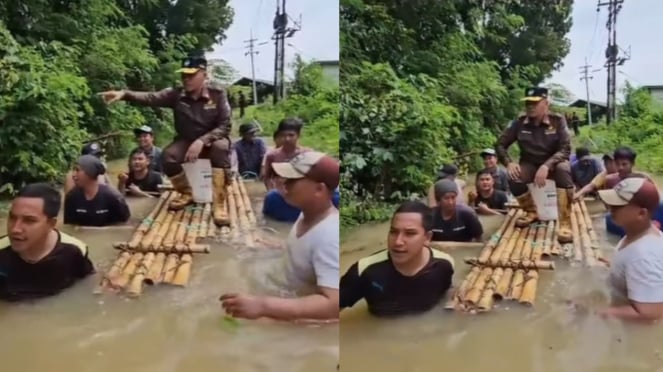 Dirut PDAM Bangkalan, Sjobirin Hasan saat meninjauu rumah pompa terendam banjir