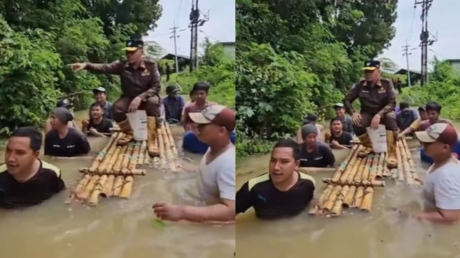 Dirut PDAM Bangkalan, Sjobirin Hasan saat tinjau rumah pompa terendam banjir