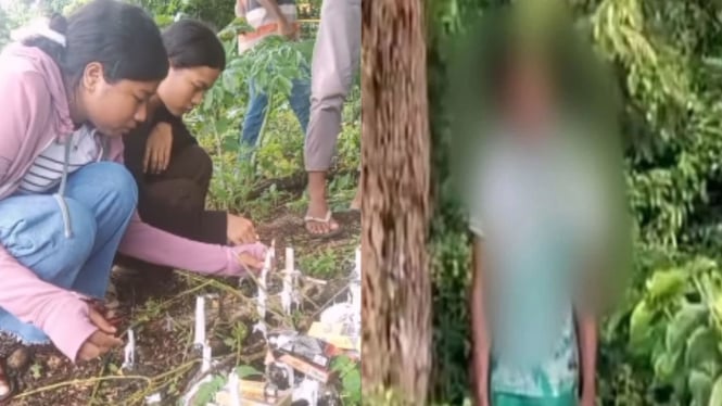 Keluarga Nyalakan Lilin di Pohon Asam Tempat Pratu Andi Tambaru Gantung Diri