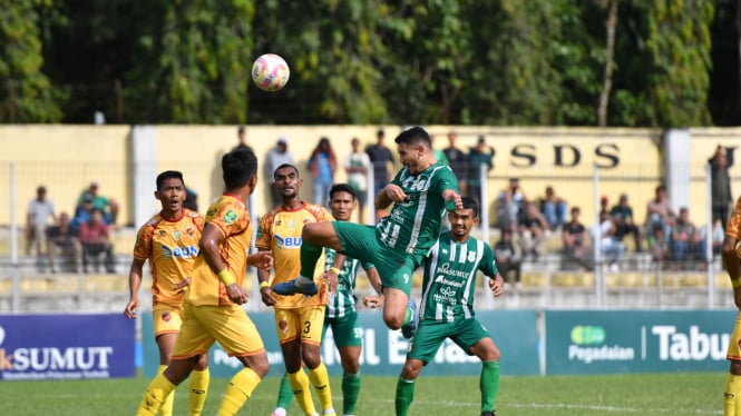 PSMS Medan saat berlaga melawan Sriwijaya FC di Stadion Baharuddin Siregar, Kabupaten Deliserdang.(dok PSMS Medan)